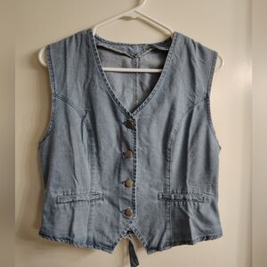 SHEIN Light Blue Denim Vest
